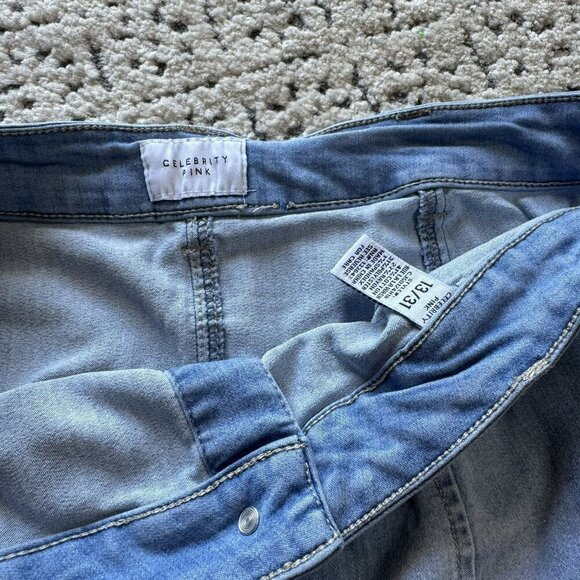 Celebrity Pink Button-Front Denim Blue Jeans Mini Skirt Teen Womens Size 13/31 - Picture 4 of 5